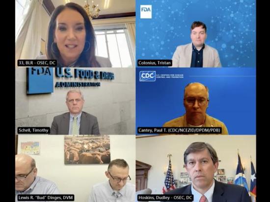 U.S. Secretary of Agriculture Brooke Rollins, along with several officials from different governmental agencies, hosted a press call on Thursday to discuss the recent confirmed case of New World screwworm. (Screenshot from USDA press call)