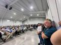 A meeting with Arkansas farmers ended up filling a facility in Brookland, Arkansas, on Tuesday to talk about financial challenges facing producers who are dealing with multiple years of negative returns. Groups have warned nearly every cash crop in the state is a money loser. (Photo courtesy of Sunni Adams) 