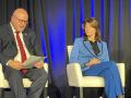 Former Rep. Cheri Bustos, D-Ill., told Troy Bredenkamp, senior vice president of government and public affairs for the Renewable Fuels Association, that the Next Generation Fuels Act she sponsored still has supporters in the current Congress. (DTN photo by Todd Neeley)