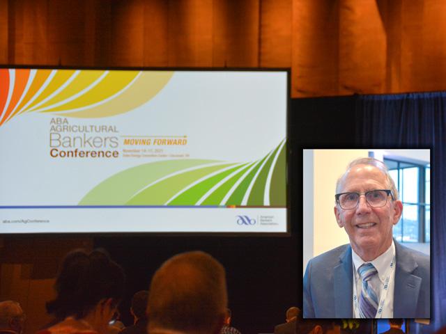 Dave Coggins, an executive vice president at Investors Community Bank in Manitowoc, Wisconsin, and chairman of the Agricultural Bankers Conference this week in Cincinnati, said ag bankers overall are more positive about their customers&#039; balance sheets. (DTN image by Chris Clayton and Nick Scalise)