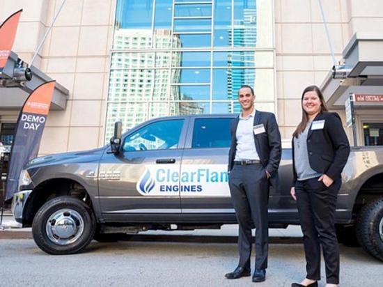 ClearFlame Engine Technologies co-founder and CEO BJ Johnson (left) has left the company and Chief Technology Officer Julie Blumreiter remains listed as such on the company&#039;s website. ClearFlame is moving to liquidate its assets amid allegations of age discrimination against a former employee. (Photo courtesy Argonne National Laboratory)
