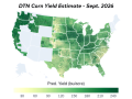 For most of the Corn Belt, DTN's latest yield models reveal only nominal differences when compared to Aug. 1. (DTN map by John Mewes)