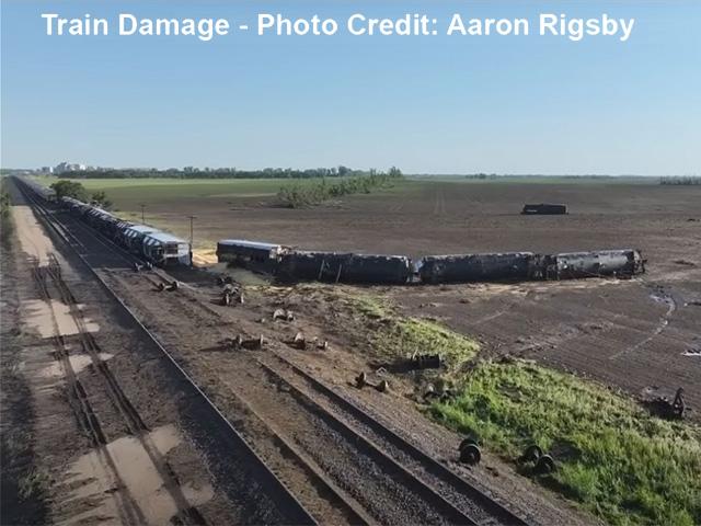One of the major severe weather events of the year occurred in southeast North Dakota as an EF-5 tornado tossed railcars hundreds of feet into an open field in June. (Photo courtesy of Aaron Rigsby)