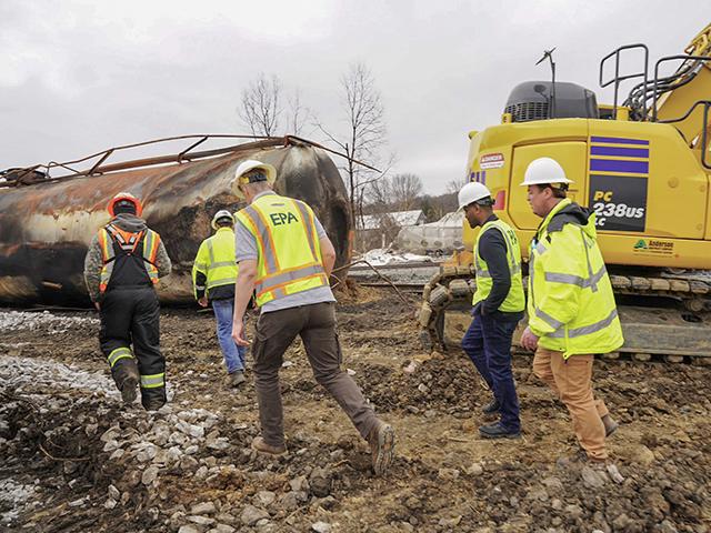 Pictured is EPA Administrator Michael Regan visiting the East Palestine, Ohio, derailment site and promising residents the EPA will be there until the site is 100% cleaned up. (Photo from EPA Twitter account)