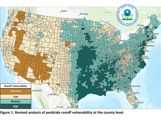 EPA published an update this week to its draft Herbicide Strategy, including a new map of county-level pesticide runoff vulnerability it intends to use to determine the mitigation burden for herbicide users. (DTN graphic by Nick Scalise)