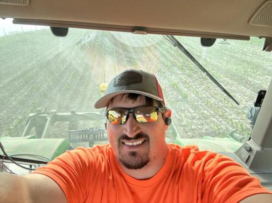 Nebraska farmer Ethan Zoerb&#039;s view during the past few weeks has been from his tractor cab as he applies nitrogen in corn, placing it near the base of the plant for direct absorption. (Photo courtesy of Ethan Zoerb)