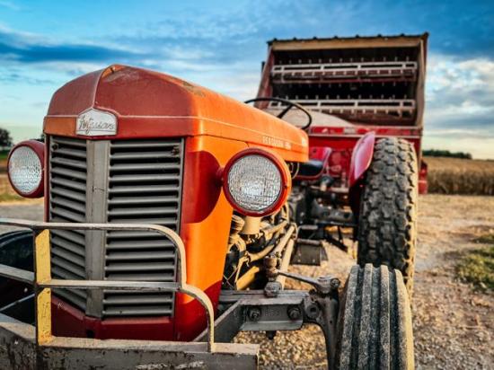 Auger tractors come in many different sizes and colors. This 1962 Massey Ferguson tractor belongs to the Reiff family of Warsaw, Indiana. (DTN photo by EllaMae Reiff)