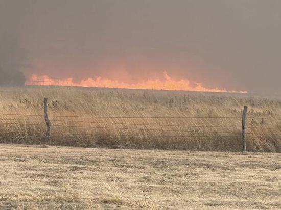 The Ranger Road fire that started near Beaver, Oklahoma, spread to the Ashland, Kansas, area seen here. The same area suffered from a massive destructive fire nine years ago. (Photo by Ashland, Kansas, Fire Department)