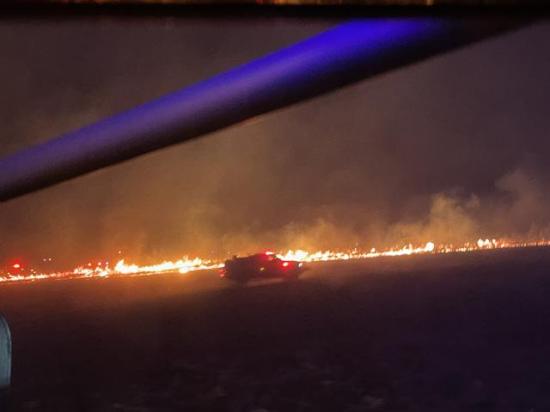 A wildfire burns in southwest Kansas near Ashland. The same area fought extensive fires earlier this year and in 2017. (Photo courtesy of Ryan Koons)