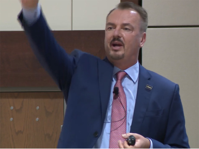 Current accounting methods used to calculate methane emissions are inaccurate, Frank Mitloehner, professor and air quality specialist in the department of animal science at the University of California-Davis, said during a keynote address this week. (DTN screen capture)
