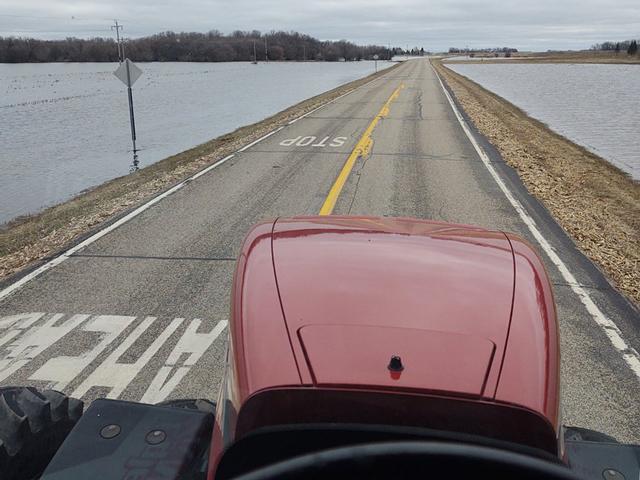 Goose River at Northwood, North Dakota, spilling onto farm fields May 2. (Photo by Peter Ness, Ness Farms in Sharon, North Dakota) 