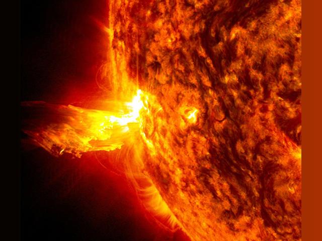 A large sunspot was the source of this powerful solar flare and a coronal mass ejection in 2017. More recent solar activity has been causing issues for farmers relying on GPS signals. Farmers can&#039;t stop these geomagnetic storms or avoid their impacts, but if they know they are coming, they can manage the effects. (Photo courtesy of NASA)