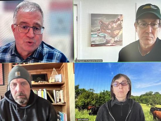 Clockwise from top left, Aaron Lehman, Matt Russell, Beth Hoffman and Seth Watkins talk about the need for Congress to address health-care insurance premium costs. The enrollment period for the Affordable Care Act (ACA) closed on Monday without Congress passing any legislation to extend premium tax credits for ACA plans. (Image from video livestream)