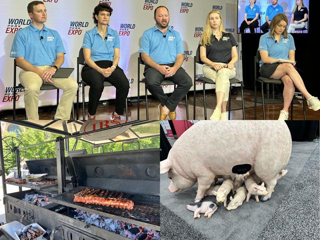 Leaders and staff from the National Pork Producers Council talk about the farm bill, trade and foreign animal disease risks at the World Pork Expo on Wednesday in Des Moines. (DTN photo by Chris Clayton)