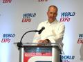 Iowa Secretary of Agriculture Mike Naig discusses Iowa's response to the detection of the pseudorabies virus at a swine facility during the recent World Pork Expo in Des Moines. (DTN/Progressive Farmer photo by Jennifer Carrico)