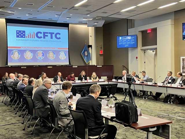 A Commodity Futures Trading Commission advisory committee meeting in 2022 with a full slate of five commissioners attending. Since last year, the CFTC has been operating with just one commissioner. The chairman and ranking member of the House Agriculture Committee are calling on President Trump to nominate a full slate of commissioners. (DTN file photo by Chris Clayton)