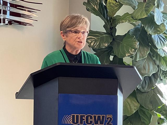 Kansas Gov. Laura Kelly, a Democrat, apologized to community leaders and meatpacking workers in Dodge City, Kansas, on Monday after a federal immigration enforcement sweep last month put the community's large immigrant population on edge. The enforcement action also disrupted one of the biggest beef-meatpacking regions in the country. (DTN photo by Chris Clayton)