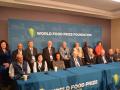 Sixteen World Food Prize laureates on Wednesday met with journalists to talk about the 40th anniversary of the foundation. Much of the talk, however, focused on the decline in U.S. leadership in international food aid and what could be done to restore it. (DTN photo by Chris Clayton)