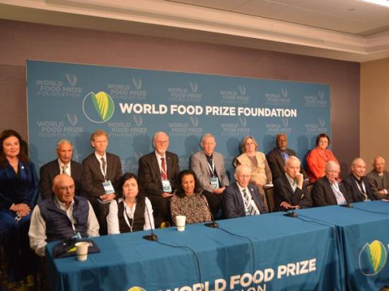 Sixteen World Food Prize laureates on Wednesday met with journalists to talk about the 40th anniversary of the foundation. Much of the talk, however, focused on the decline in U.S. leadership in international food aid and what could be done to restore it. (DTN photo by Chris Clayton)