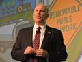 Monte Shaw, executive director of the Iowa Renewable Fuels Association, presses for Congress to pass E15 legislation this month at the Iowa Renewable Fuels Summit. Speakers also highlighted the need for lower-carbon fuels to market for both aviation and maritime use. (DTN photo by Chris Clayton)