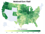 The 2025 DTN Digital Yield Tour reflects plentiful rainfall during the growing season. Darker green shades in the map reflect higher corn yield averages, with the darkest green reflecting yields of up to 240 bushels per acre or higher. (DTN map by Scott Williams) 