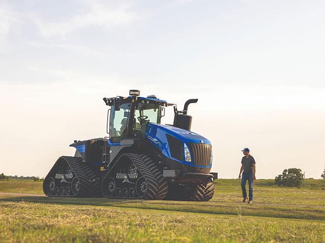 New Holland is introducing its new T9 SmartTrax tractor with PLM Intelligence in five models from 475 to 645 horsepower. (Photo courtesy of New Holland)