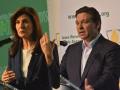 GOP presidential hopefuls Nikki Haley and Ron DeSantis spoke Thursday about their energy and agricultural policies at the Iowa Renewable Fuels Summit in Altoona, Iowa. (DTN photos by Chris Clayton)