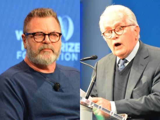 Actors Nick Offerman and Martin Sheen took part in the World Food Prize's Borlaug Dialogue, focusing on farming solutions and global food aid challenges. (DTN photos by Chris Clayton)