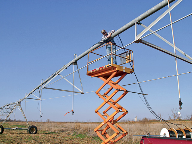 A pivot system falls into the seven-year farm machinery and equipment category for depreciation purposes. (Progressive Farmer photo by Rick Heard)