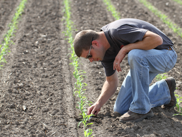 Jay Ryan spends a lot of time in the field during the growing season. The Pana, Ill., farmer believes in listening to his corn field. (DTN photo by Pamela Smith)