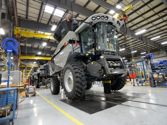Factories like AGCO's combine assembly plant in Hesston, Kan., produce machines that not only help farmers, they help the whole economy. (DTN/The Progressive Farmer photos by Jim Patrico)