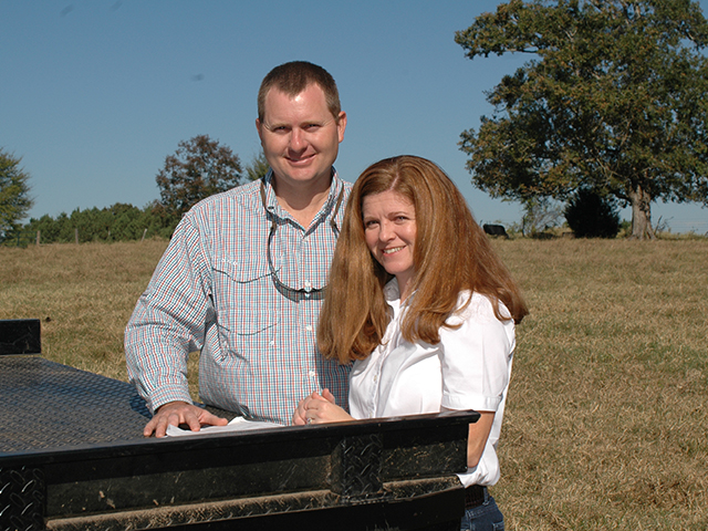 SimAngus bulls helped Will and Monnie Carol Carter build a herd with more uniform steers and heifers.(DTN/Progressive Farmer photo by Becky Mills)