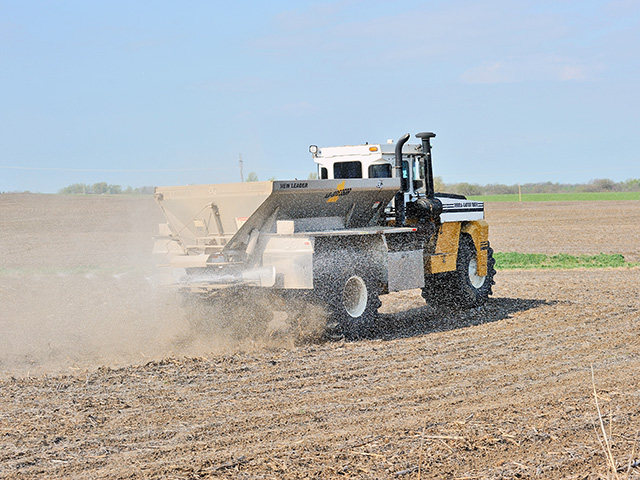 Being able to calculate how much fertilizer to put on to apply the right amount of nitrogen is important. (DTN/The Progressive Farmer file photo by Jim Patrico)