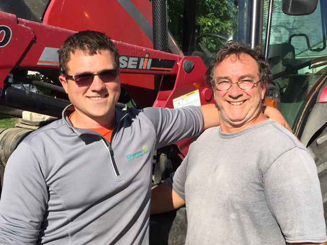 Aaron Moore (left) and his father John at the family&#039;s Manhattan, Illinois, farm. (Photo Courtesy of Aaron Moore) 
