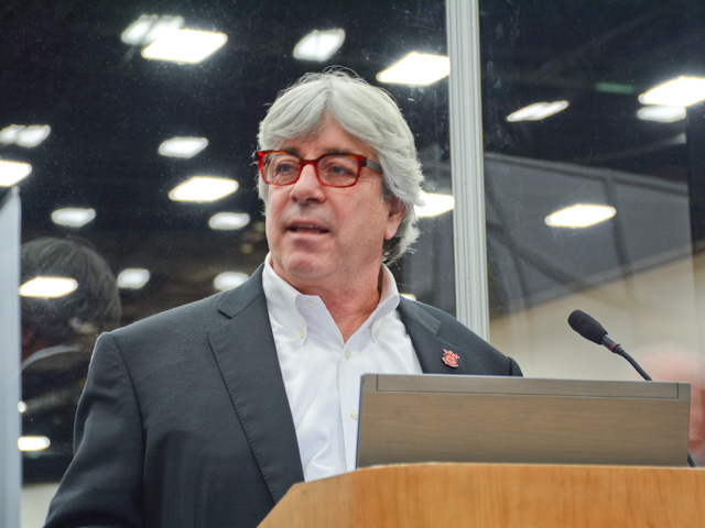 Dennis Hecker of Wendy&#039;s said the organization supplies fresh beef two to three times each week to some 5,700 of their restaurants. (DTN/The Progressive Farmer photo by Virginia Harris)