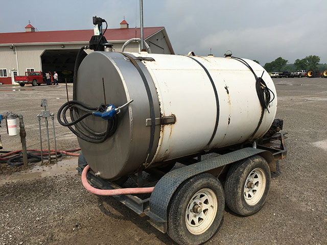 This mobile DEF storage system helps with logistics on Seven Springs Farm in Cadiz, Kentucky. (DTN/The Progressive Farmer photo by Dan Miller.)