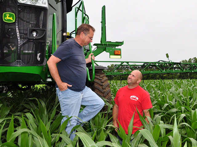 Getting just the right amount of nitrogen to the corn when its needed is the goal for Mike and Jeff Starkey, Brownsburg, Indiana. (Photo by Lynn Betts)