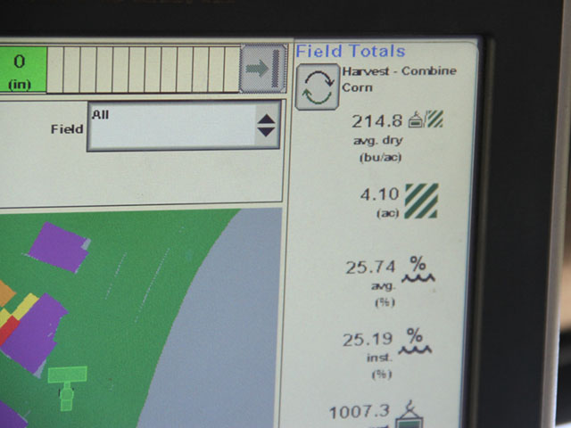 Calibrating mass flow sensor, moisture sensor and measured area harvested are important steps to ensuring accurate yield data this fall. (DTN photo by Pamela Smith)