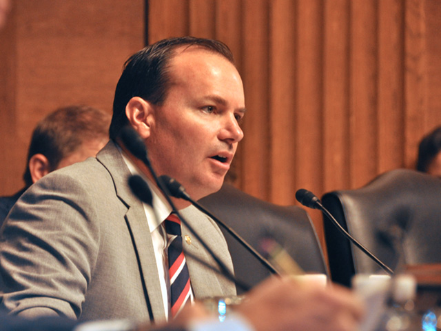 Sen. Mike Lee, R-Utah, asks questions Tuesday during a Senate Judiciary Committee hearing on consolidation in the seed and agro-chemical industry. (DTN photo by Emily Unglesbee) 