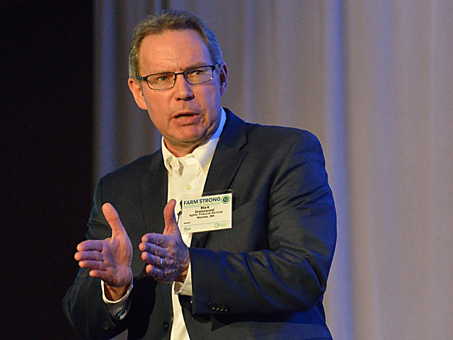 Mark Greenwood, senior vice president of financial services for AgStar, offered some insights for farmers at the DTN/The Progressive Farmer Ag Summit in Chicago on Tuesday. (DTN photo by Jim Patrico)