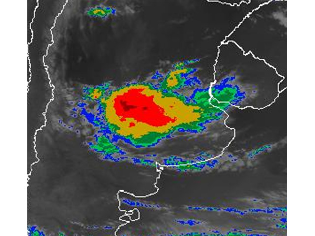 Heavy rain over the past weekend in already-saturated north-central Argentina crop areas likely destroyed a significant amount of high-productivity acreage for this year. (Brazil Meteorological Institute graphic)