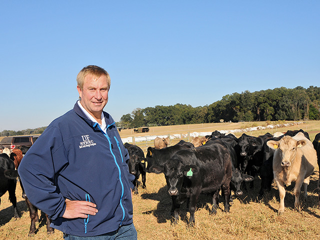 Cliff Lamb offers proof a simple shift in reproductive management can add significant value to a cow/calf operation. (Progressive Farmer photo by Becky Mills)