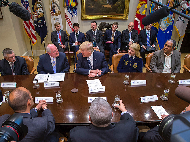 U.S. Secretary of Agriculture Sonny Perdue (second from left) joined President Donald Trump on Tuesday for a Farmers Roundtable at the White House to discuss improving American agriculture. (USDA photo by Preston Keres) 