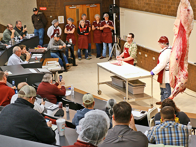 Instructors explain the anatomy of a brisket to camp participants.(DTN/Progressive Farmer photo courtesy of Jeff Savell, Texas A&amp;M)