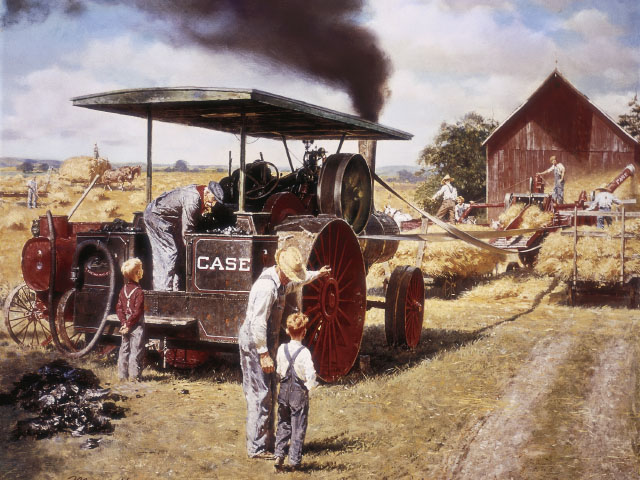 J.I. Case and Company built its first steam engine tractor in 1869. It was pulled by horses and only used steam power to run other machinery. (Image courtesy of Case IH) 