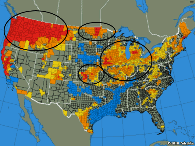 The past 60 days have been unfavorable for rainfall in a large majority of central, northern and northwestern crop areas. (DTN graphic by Nick Scalise)