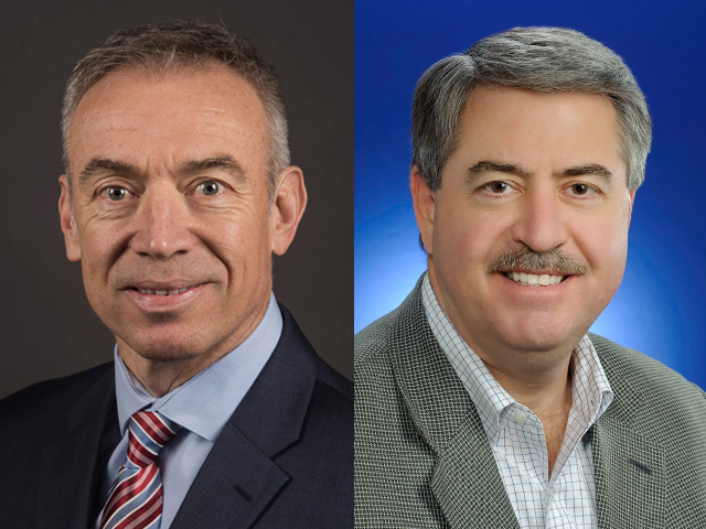 Steve Censky, left, CEO of the American Soybean Association, has been nominated as USDA deputy secretary. Ted McKinney, Indiana&#039;s agriculture secretary, is the nominee for undersecretary for trade. (DTN file photos) 