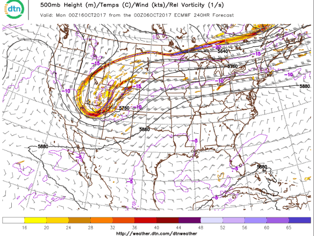 A borderline cutoff low in the northern Rockies means only brief drying in the western Midwest over the next two weeks. (DTN graphic by Nathan Hamblin)
