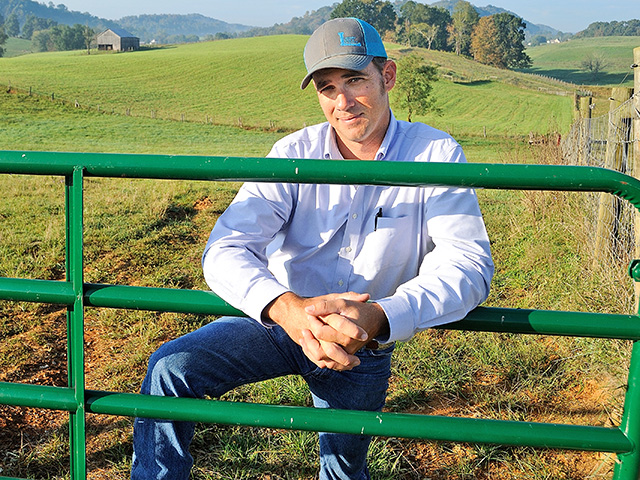 Adam Wilson runs 300 cows on his operation, outside Abingdon, Virginia. As he is able to improve his stocking rate, he plans to increase the size of Wilson Farms. (Progressive Farmer photo by Jim Patrico)