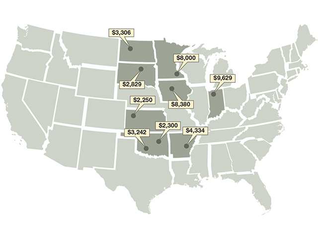 Average per acre sales in this monthâ€™s Landwatch column ranged from a low of $2,300 to a high of $9,629. (Progressive Farmer image by The Progressive Farmer)